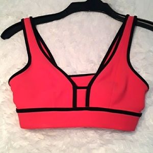 Bandier V Neck Plunge Sports Bra Color Lollipop